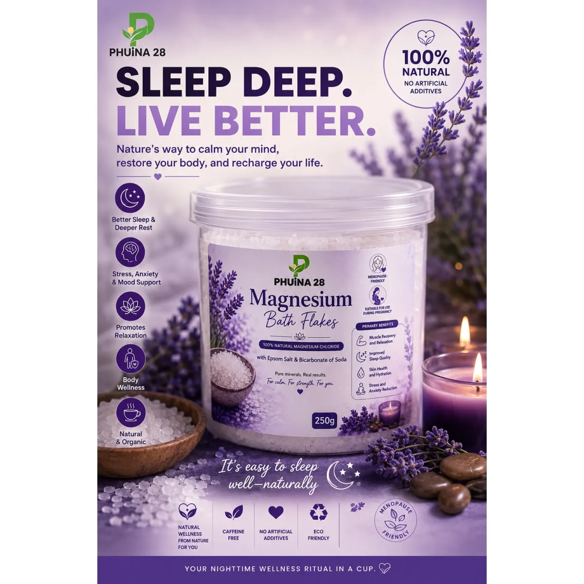 PHUiNA 28 Magnesium Bath Flakes (Original)