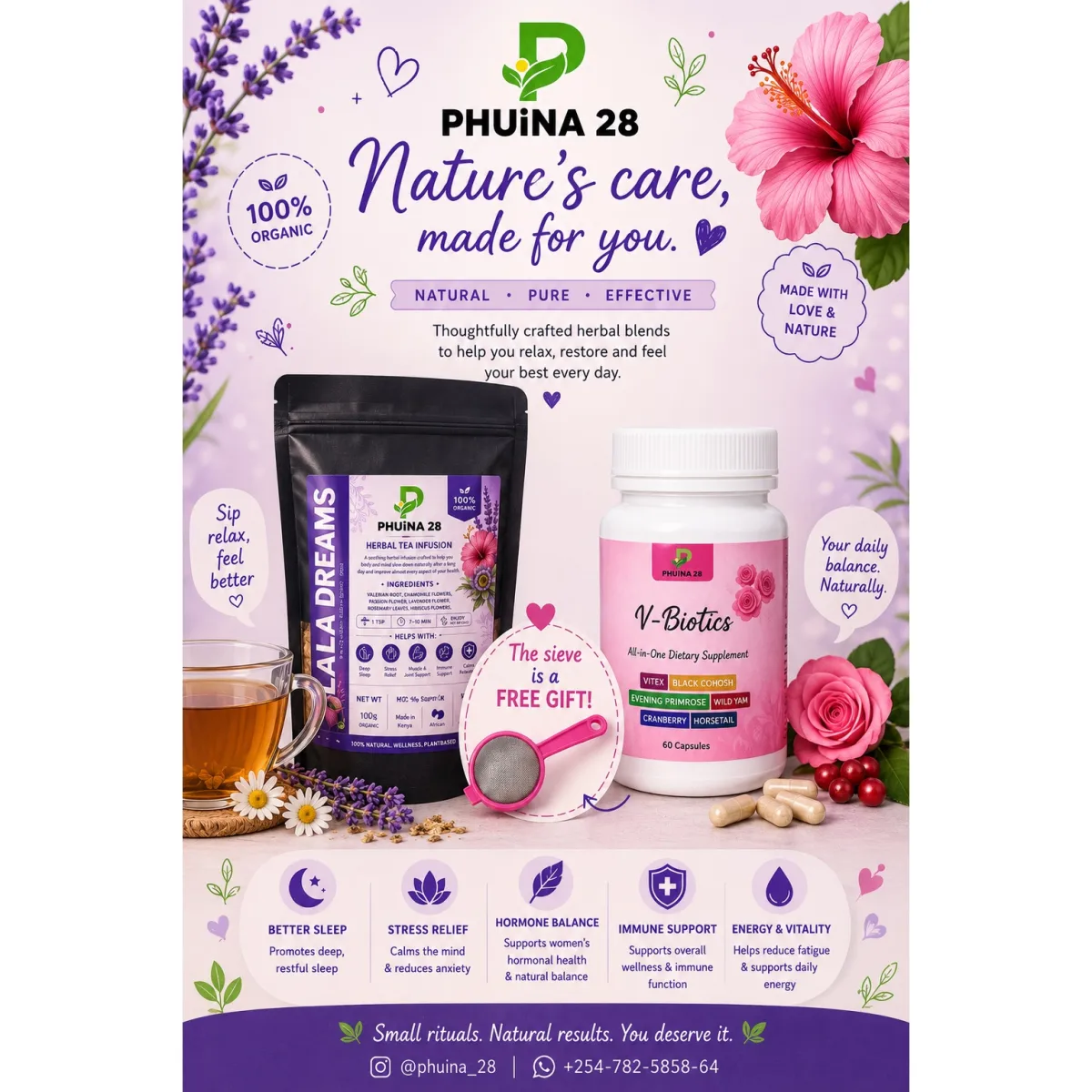 PHUiNA 28 Lala Dreams Tea and V-Biotics
