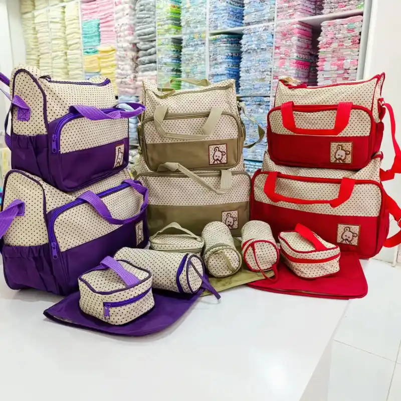 5-in-1 Dotted Diaper Bag